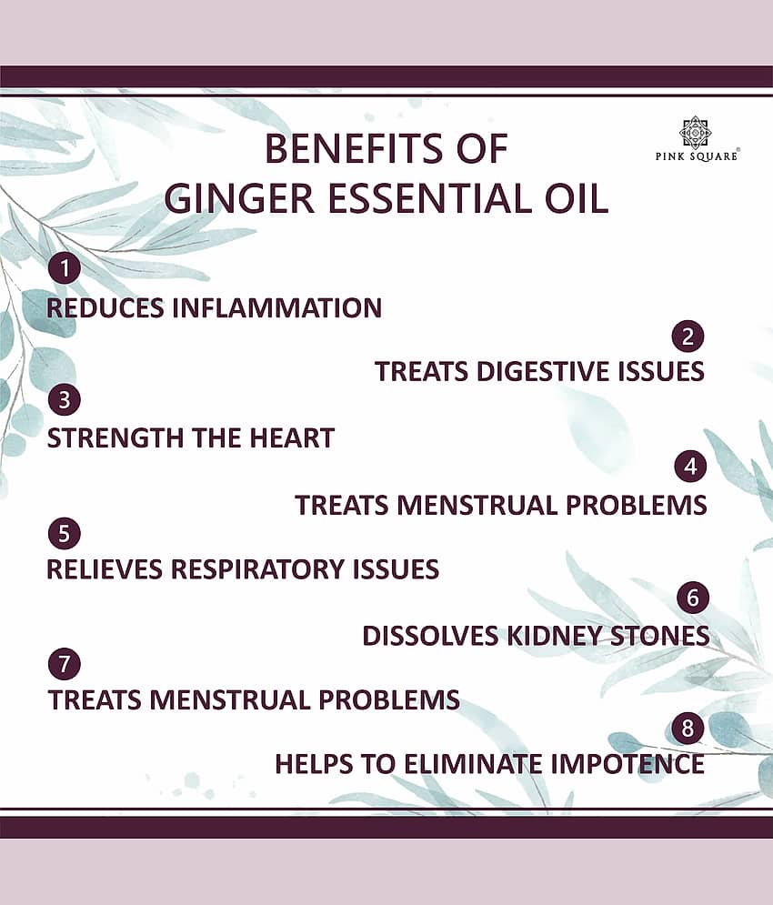pink square 100% Pure Ginger Essential Oil For Belly,Thighs & Reduce Fat Shaping & Firming Oil 30 mL Pack of 3