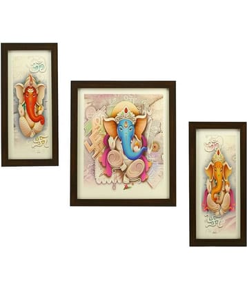Indianara Religious Ganesha Synthetic Painting With Frame