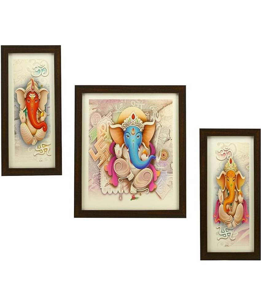 Indianara Religious Ganesha Synthetic Painting With Frame