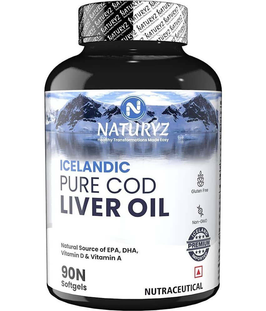NATURYZ Icelandic COD Liver Fish Oil Capsules with Natural Omega 3 & Vitamins (A & D) - 90 softgels