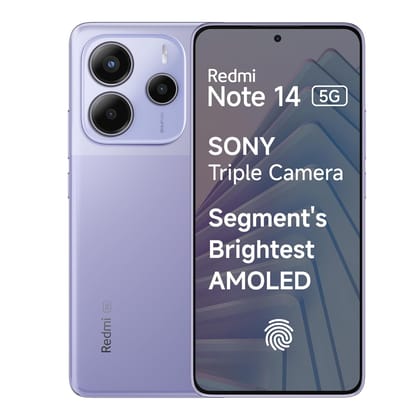 Redmi Note 14 5G (Phantom Purple, 6GB RAM 128GB Storage) | Global Debut MTK Dimensity 7025 Ultra | 2100 nits Segment Brightest 120Hz AMOLED | 50MP Sony LYT 600 OIS+EIS Triple Camera
