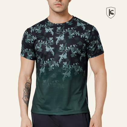 Gradient Camo Sports T-shirt-Medium / Wild Green
