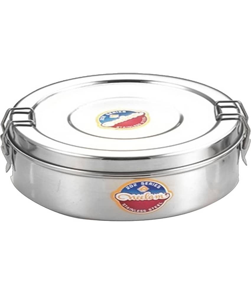 Neelam Round Double Decker Clip Steel Lunch Box 1 Container (Pack of 1)