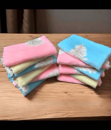 MILAP Microfibre Printed Face Towel Below 300 GSM ( Pack of 10 ) - Multicolor