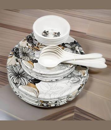 kitchrox Melamine Dinner Set pack Of 24 Multicolor Melamine Dinner Set ( Pack of 24 )