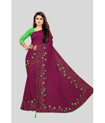 Gazal Fashions Silk Embellished Saree With Unstitched Blouse Piece ( Magenta )