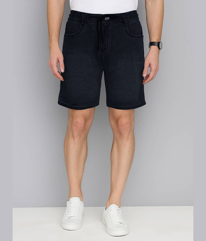 plounge Dark Blue Denim Men's Denim Shorts ( Pack of 1 )