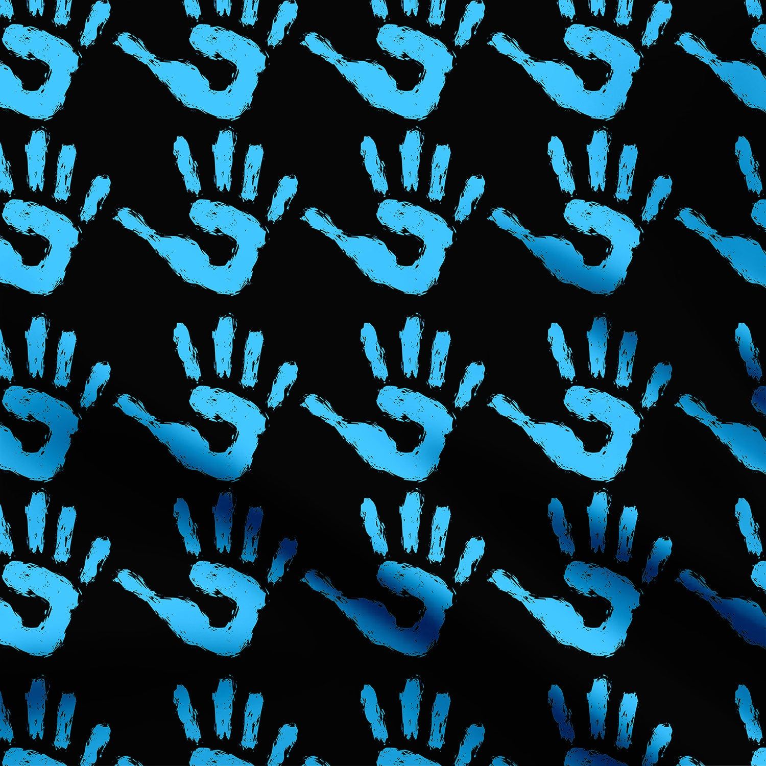 Blue Hands Print Fabric-Cotton