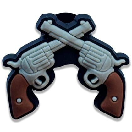 Wild West Revolvers Shoe Charm – Crossed Pistols Design