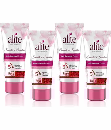 Alite Hair Removal Cream for Women Painless & Effective with Rose Water (60g x Pack of 4)