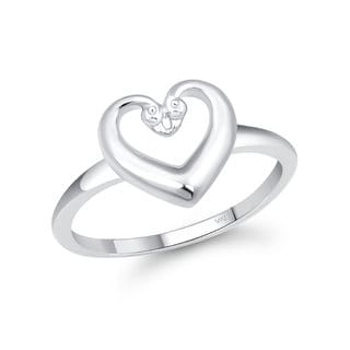 Vighnaharta Cute  Heart CZ Rhodium Plated Ring for Women  [VFJ1634FRR7]