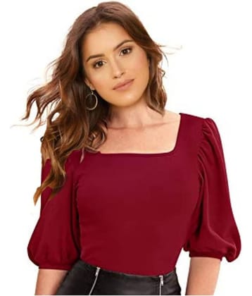 Dream Beauty Fashion Women's Cotton Blend Regular Top ( Maroon )