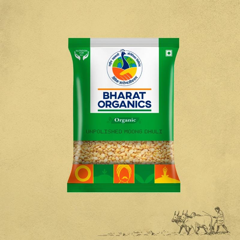Organic Unpolished Moong Dal (Dhuli) - Bharat Organics