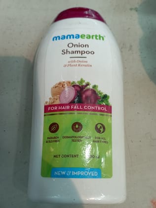Mamaeart Onion Shampoo Topics With onion & plant keratin For hair fall control Paraben dermatologically for all & sls free Tested Hair types Net content 200 ml New & improved 
