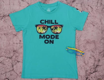 KUCHU Chill Mode On Kids Graphic Tee | 8–9 Years | Printed T-Shirt | Lightweight | Skin-Friendly | Everyday Wear