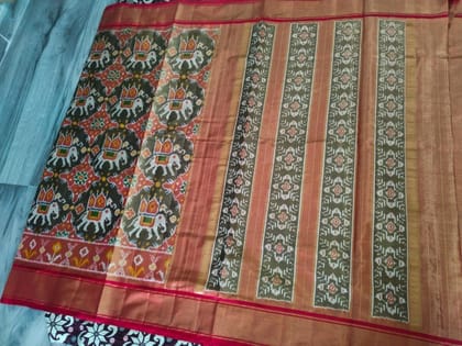 Pochampally Ikat Silk Black Red Saree