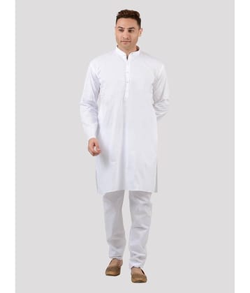 Maharaja - White Cotton Regular Fit Men's Kurta Pyjama Set ( Pack of 1 )