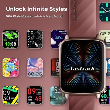 Fastrack Jupiter S1 Smart Watch with 1.83” TFT Display, 100+ Sports Modes & Smartwatch Faces, Upto 5 Day Battery, IP68- Dull Gold & Wine Red