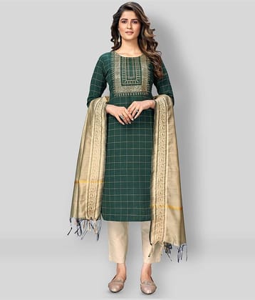 Vbuyz - Green Straight Cotton Women's Stitched Salwar Suit ( Pack of 1 )