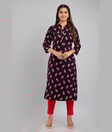 MAUKA - Blue Rayon Women's Straight Kurti ( Pack of 1 )