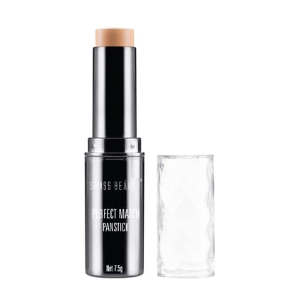 Swiss Beauty Perfect Match Panstick Foundation | Lightweight, Full Coverage Foundation With Natural And Dewy Finish For Face Makeup| Easy To Apply With Hand Stick Applicator | Shade-05, 7.5Gm | Swiss Beauty Perfect Match Panstick Foundation | Lightweight