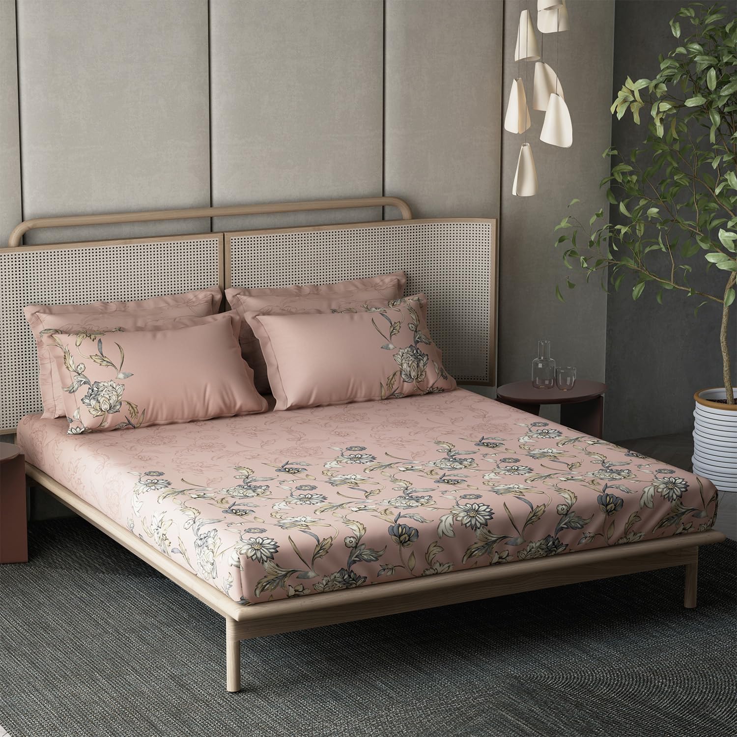 DDECOR - Orion Collection 100% Cotton Floral Pattern 180TC Super King |274 CM X 274 CM| Pink