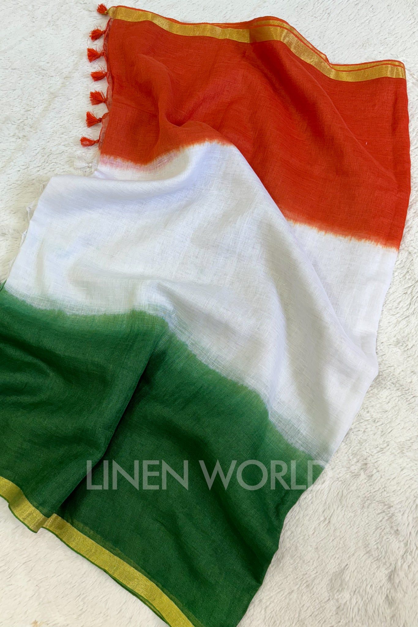 Tricolour Linen Saree