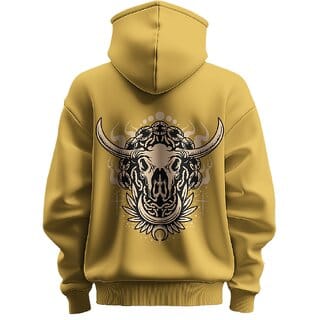 BULL CLOTHING Men's Bull Graphic Mustard Hoodie 60 Cotton,40 Polyester 280 GSM for Ultimate Comfort  Durability (XXL)