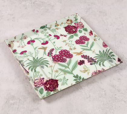 Grey Floral Galore Small Steel Platter