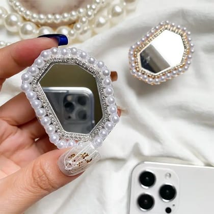 Pearl Mirror Pop Socket-Silver