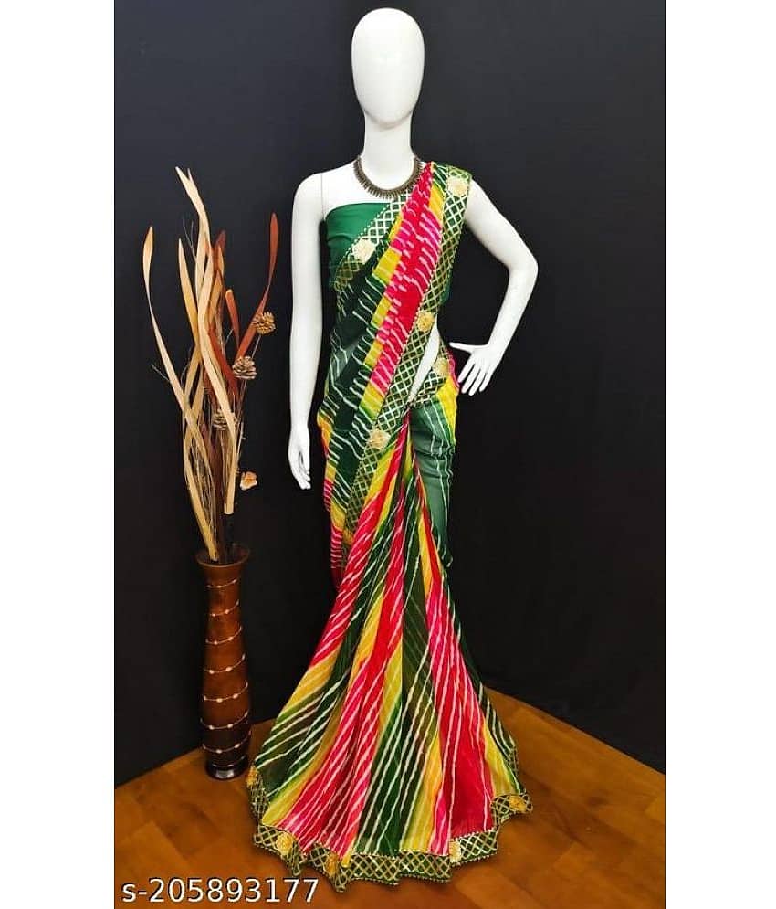 Shivadit ethnic Chiffon Printed Saree With Unstitched Blouse Piece ( Multicolour )