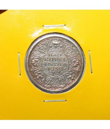 Half Rupee 1839 - Backside Head of King George 6th Fancy British India Rare Old Coin For Collection