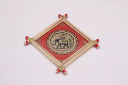 Tisser Pattachitra handpainted Palm Leaf, Wood frame