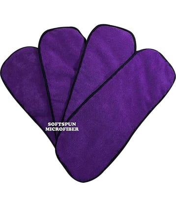 SOFTSPUN Microfiber 4 Layer Baby Pocket Diaper Inserts, Pack of 4 Large Size (Purple) Age 0-3 Months, Washable, Reusable Ultra Absorbent, Super Soft & Comfortable for Babies Skin of Newborn Baby.