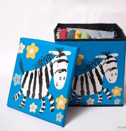 Giraffe print folding storage organiser and stool for kids