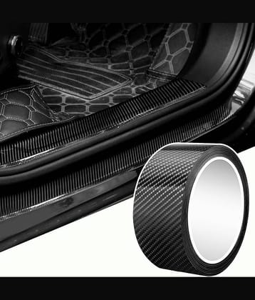 Car Sticker Carbon Fiber Rubber,Entry Guard Protector Strip Car Door Sill Protector,Bumper Door Guard Scuff Plate Protectors Tape Anti-Scratch