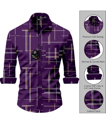 MAN'S SUITUP Viscose Regular Fit Printed Full Sleeves Men's Casual Shirt - Purple ( Pack of 1 )