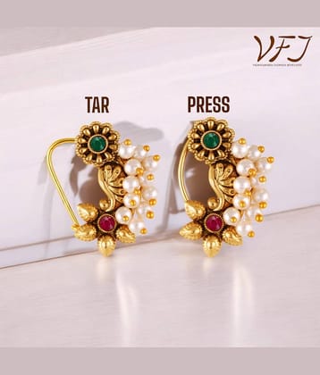 Vighnaharta Artificial stone and Pearls moti Nath Nathiya./ Nose Pin combo 2 nath for women and Girls[VFJ1286-1180NTH-TAR&PRESS-MULTI]