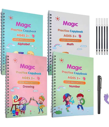 Magic Practice Copybook, Number Tracing Book For Preschoolers With Pen, Magic Calligraphy Copybook Set Practical Reusable Writing Tool Simple Hand Lettering (4 BOOKS WITH 5 REFILLSS) Pop-Up – 1 January 2000