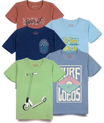 KIDDY VIDDY Pack of 1 Boys Cotton T-Shirt ( Navy Blue )