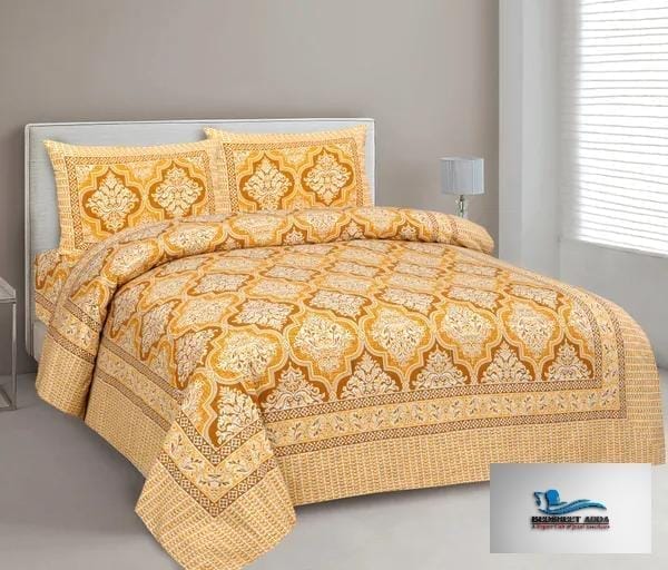 3001-Hometrade India-Standard King Size (90*108 Inches)-Buy Pure Cotton Jaipuri Printed Flat King Size Double Bedsheet With 2 Matching Pillow Cover