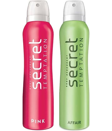 secret temptation Affair and Pink Deodorant Combo Deodorant Spray - For Women (300 ml, Pack of 2)