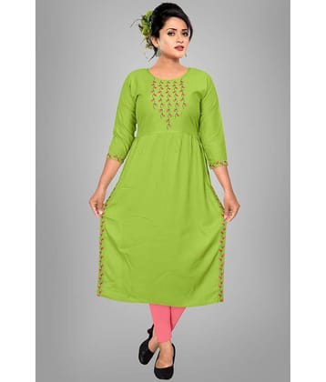 haya fashion - Green Rayon Women's Straight Kurti ( Pack of 1 )