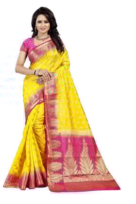 Narivastra Pan Butti Lemon Color Pure Banarasi Silk Saree