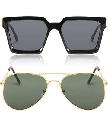 Kanny Devis - Black Rectangular Sunglasses ( Pack of 2 )