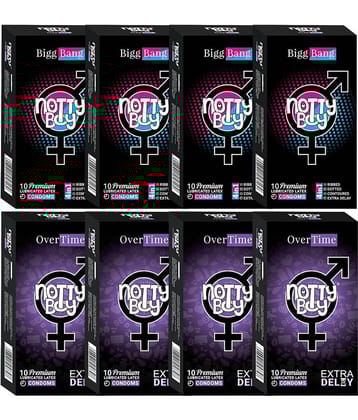 NottyBoy 4 IN 1, Dotted, Long Lasting, Extra Time, Ribbed, Contour Condoms For Men - 80 Units