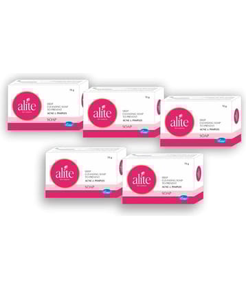 Alite Anti Acne Soap 1% Salicylic Acid & Tea Tree Oil For Acne, Pimple, Blackhead 75g ( Pack of 5 )