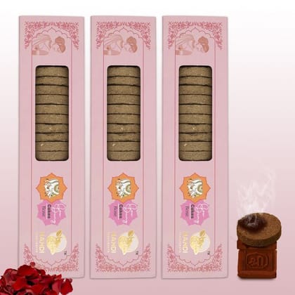 Nandi Air Purifier 100 Percent Desi Cow Dung Cake Kande (63 Pcs) (Rose Fragrance-Pack of 3)