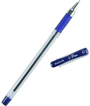 Radius i-Pen Push Cap Ball Point Pen | Tip Size 0.7 mm | Low Viscocity Ink | Free Flow Ink System | Ball Point Pen Set | Pens for Students | Office Stationery Items | Blue, Pack of 10 Pieces x 3 Box