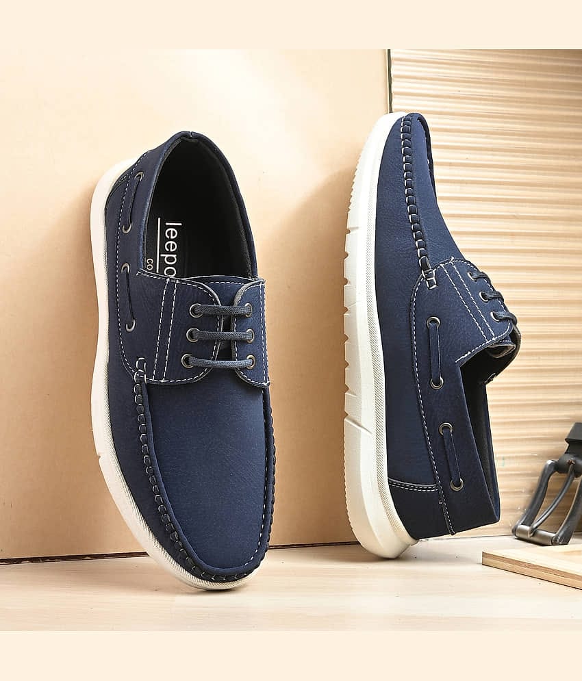 Leeport Black Men's Boat Shoes